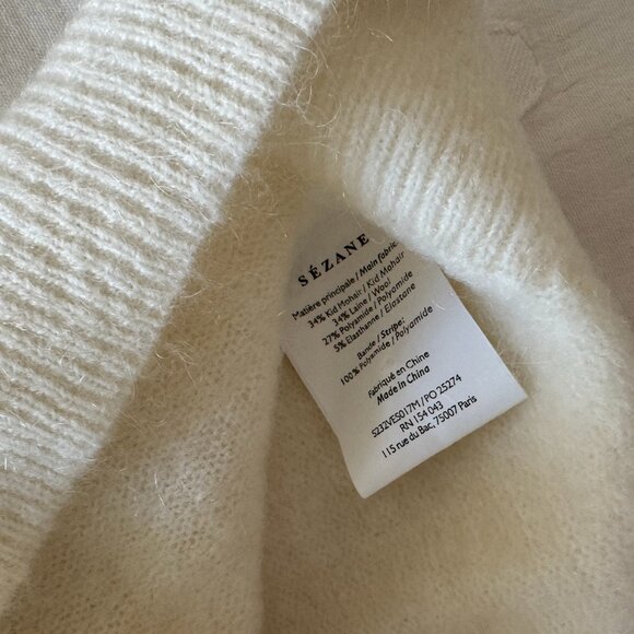 sezane cream/white lace wool cardigan with embriodery - Picture 3 of 4